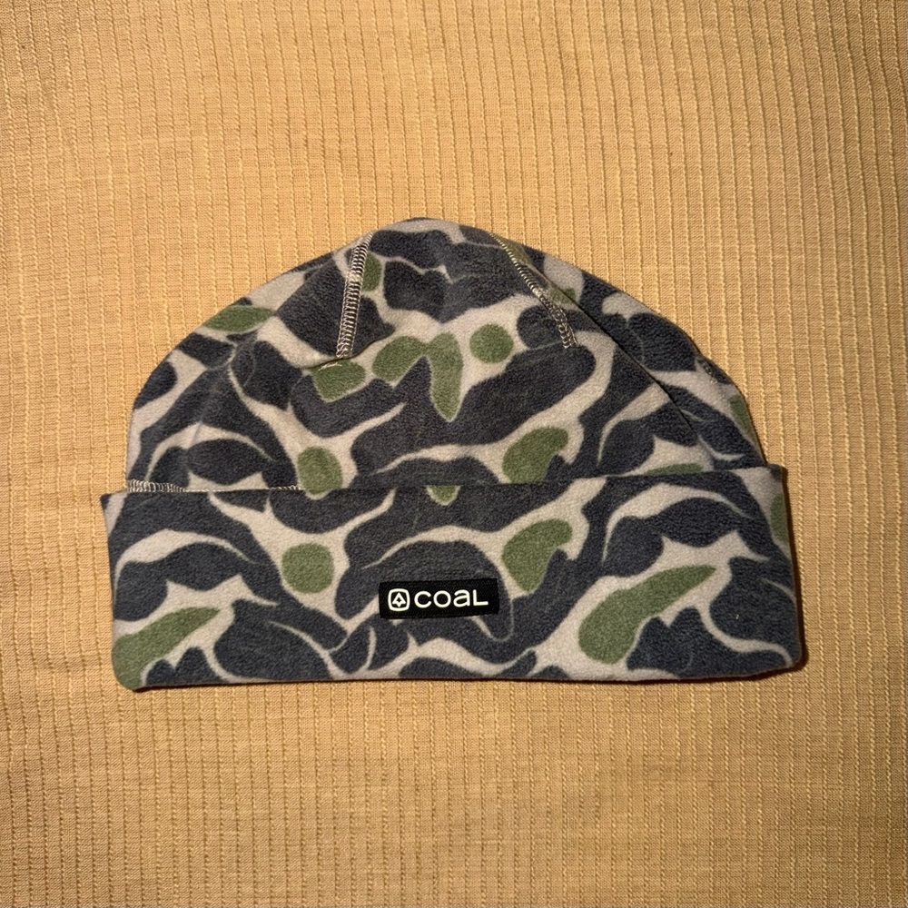 Men's Fleece Camo Beanie - Olive/Gray - Picture 2 of 2